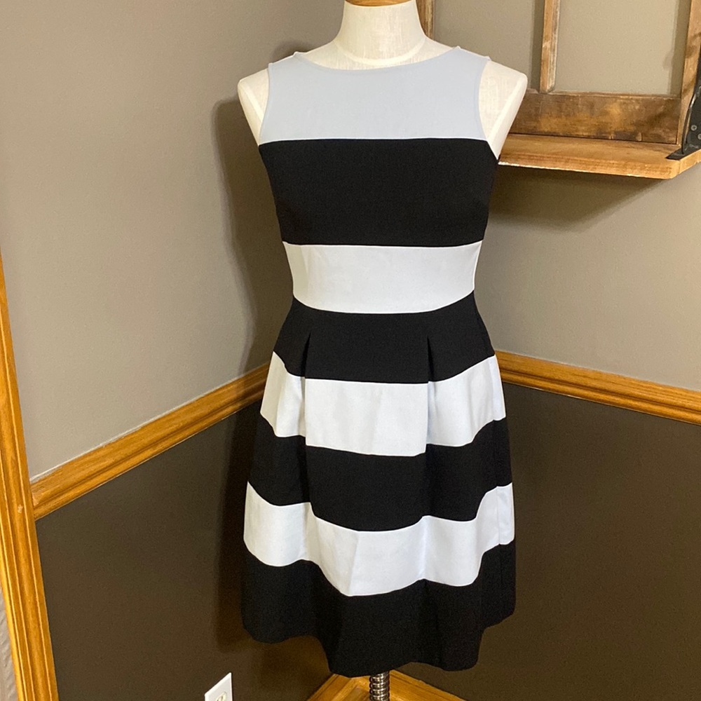 Loft light blue and black striped sleeveless dress size 2